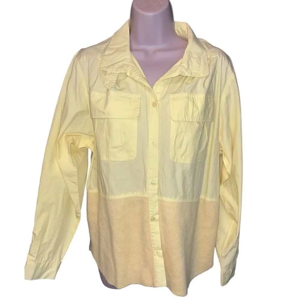Miss A Yellow shirt two tone long sleeve front pocket